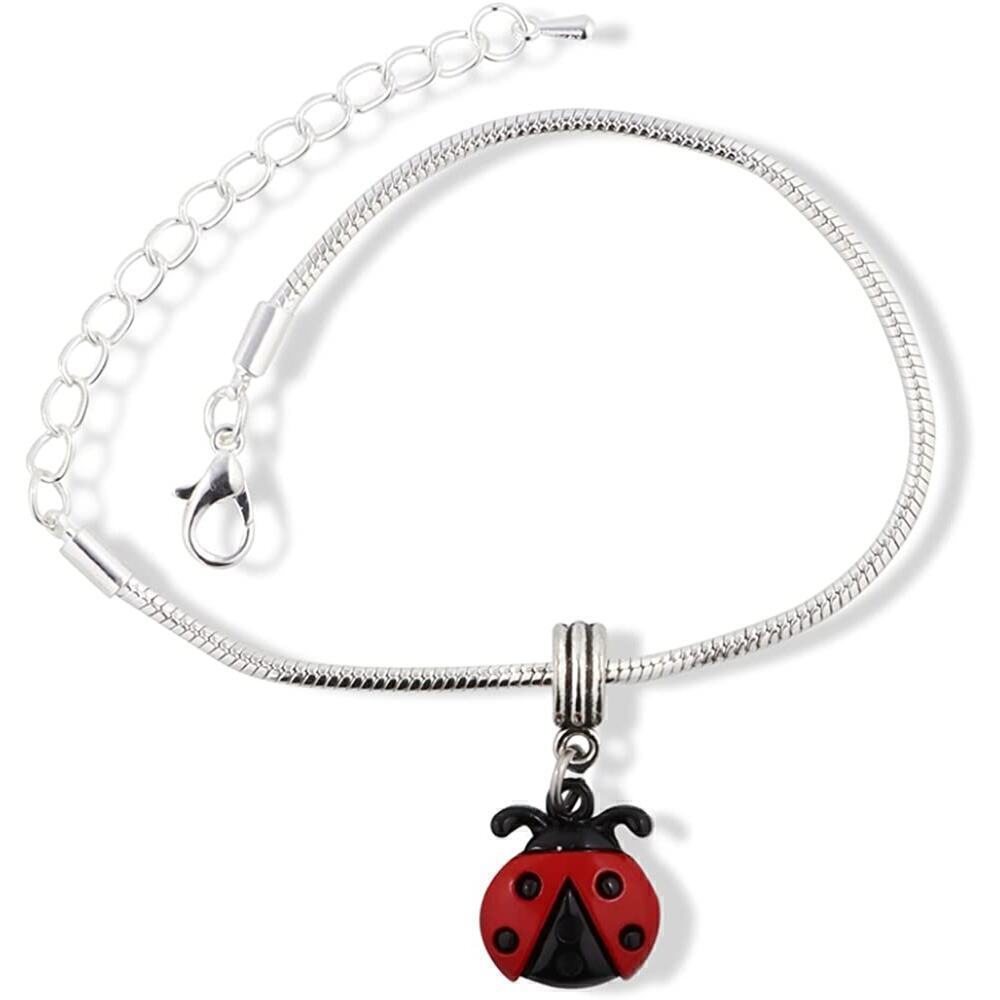 Ladybug Charm Bracelet - Stainless Steel Chain Bracelet